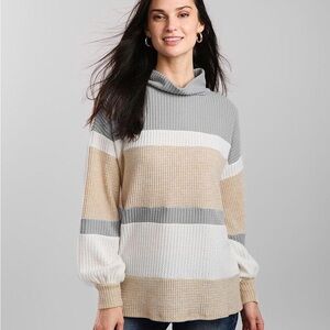 BKE Brushed Waffle Knit Oversized Long Sleeve Top Size L